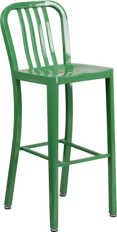 30" Green Metal Outdoor Stool CH-61200-30-GN-GG