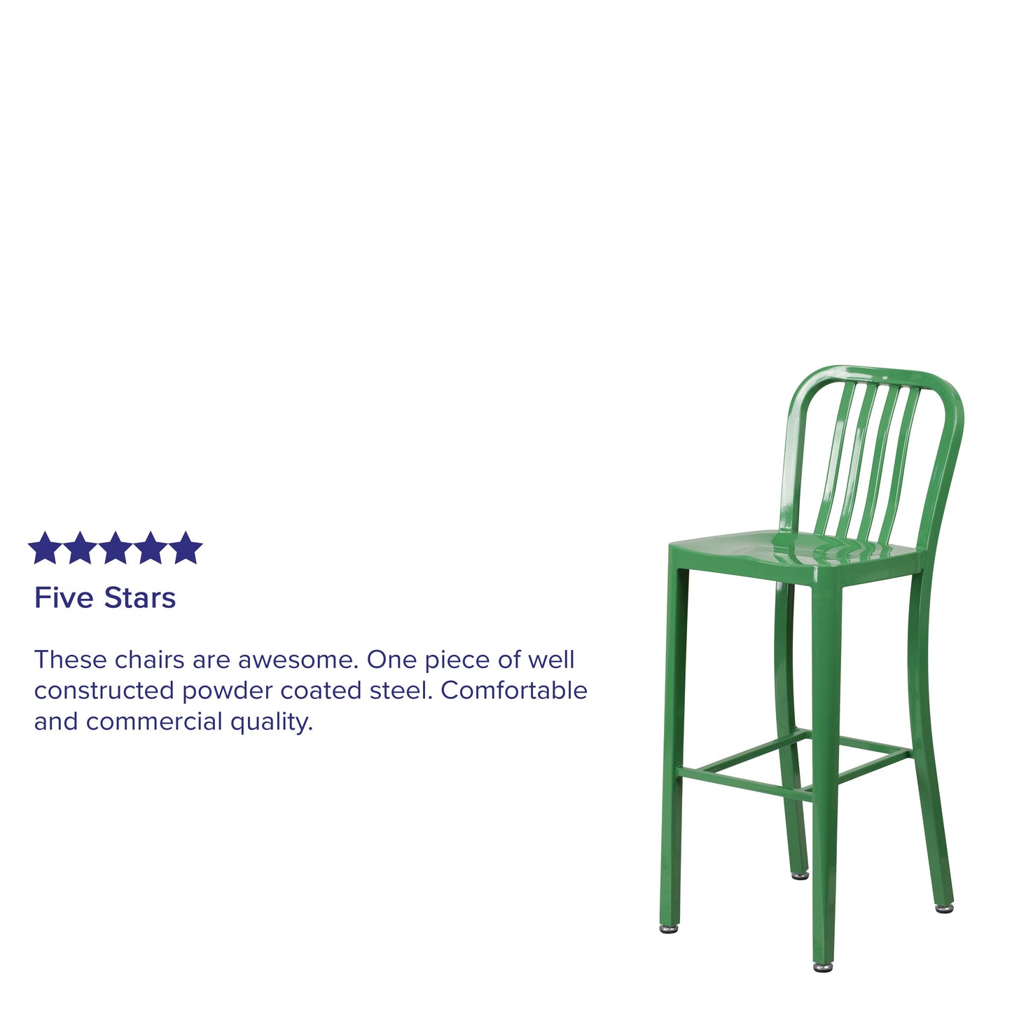 30" Green Metal Outdoor Stool CH-61200-30-GN-GG