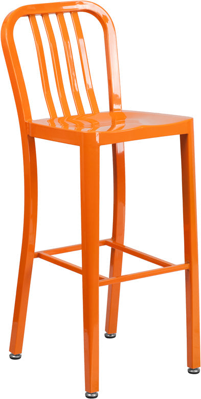 30" Orange Metal Outdoor Stool CH-61200-30-OR-GG