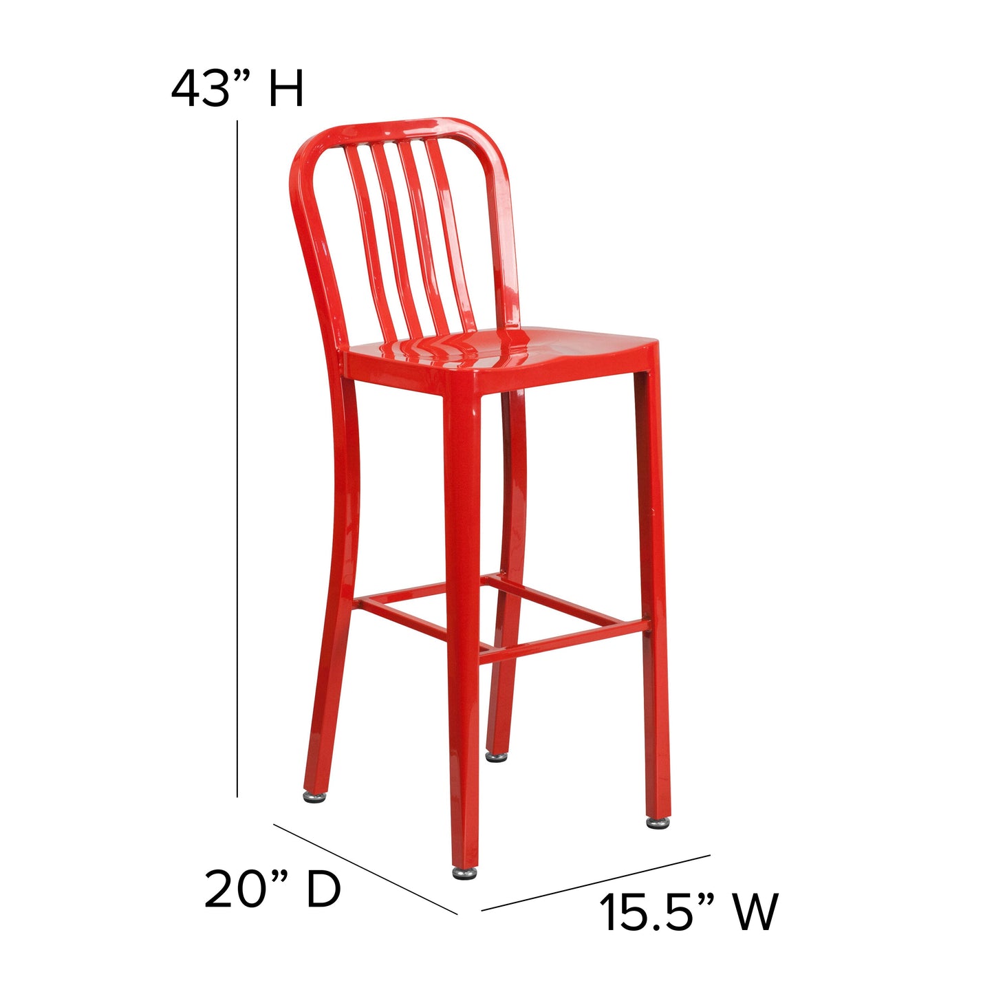 30" Red Metal Outdoor Stool CH-61200-30-RED-GG