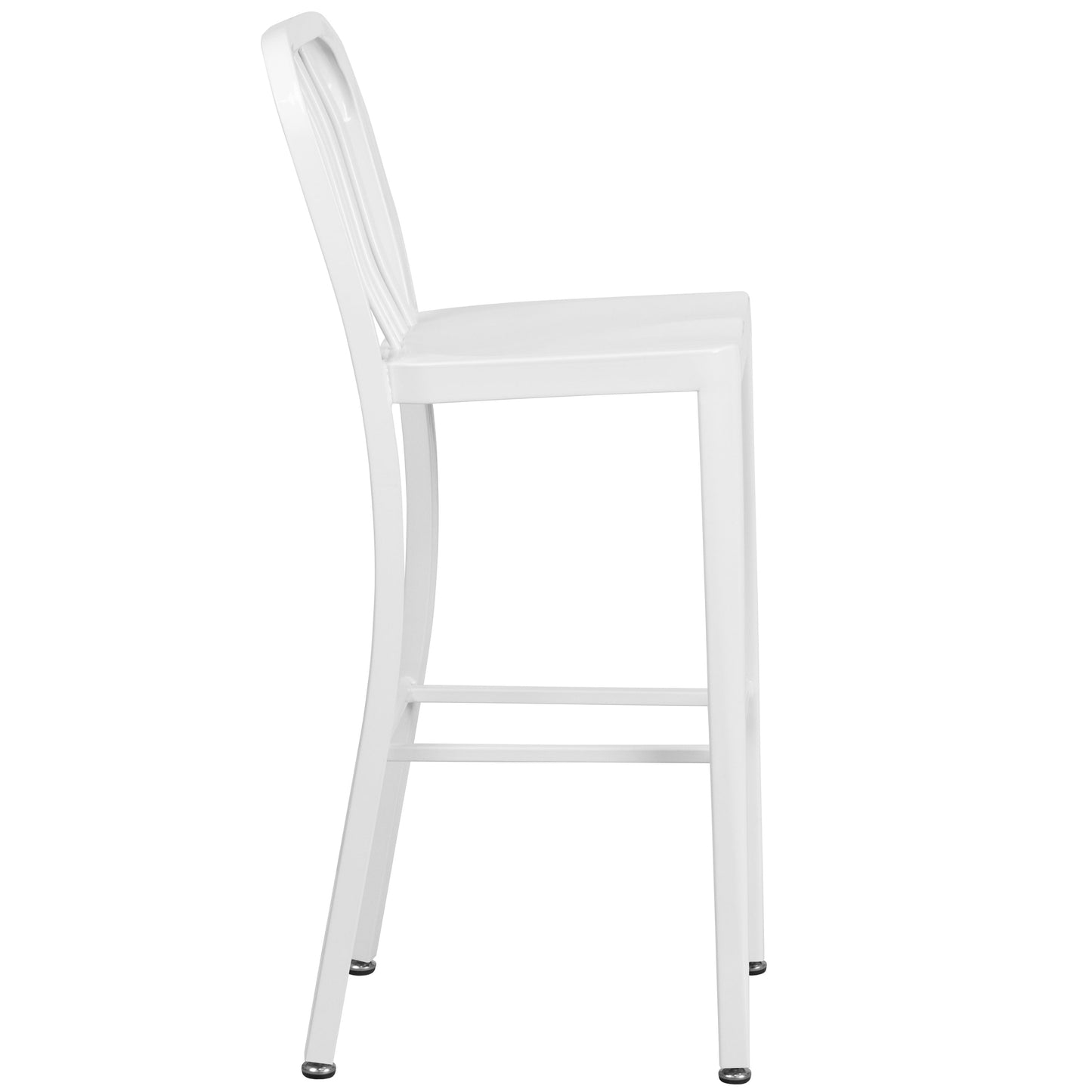 30" White Metal Outdoor Stool CH-61200-30-WH-GG