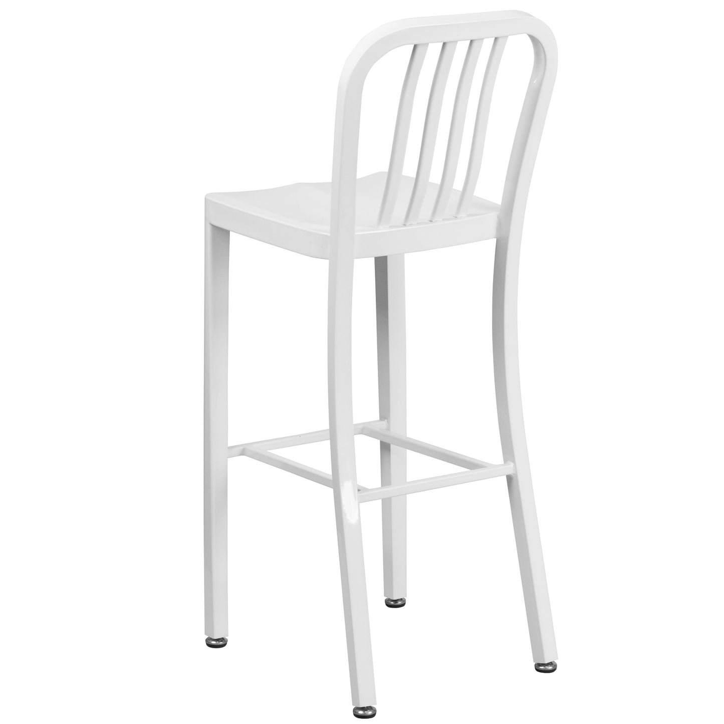 30" White Metal Outdoor Stool CH-61200-30-WH-GG