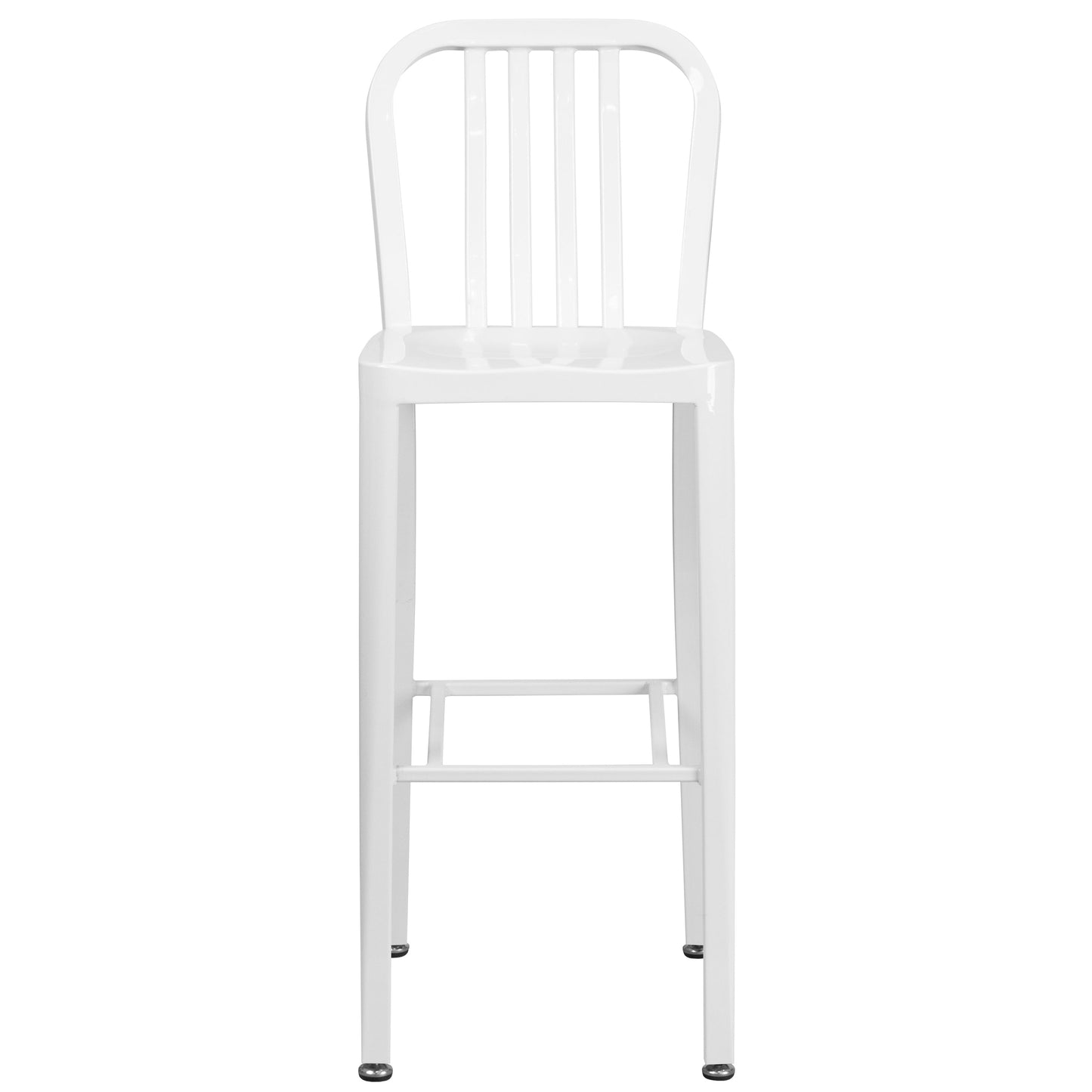 30" White Metal Outdoor Stool CH-61200-30-WH-GG