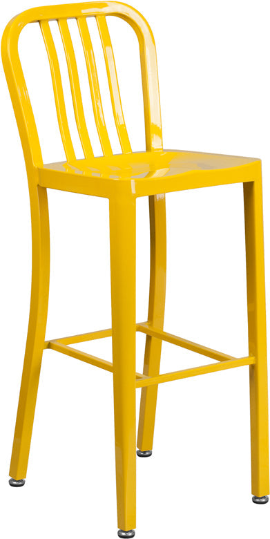 30" Yellow Metal Outdoor Stool CH-61200-30-YL-GG