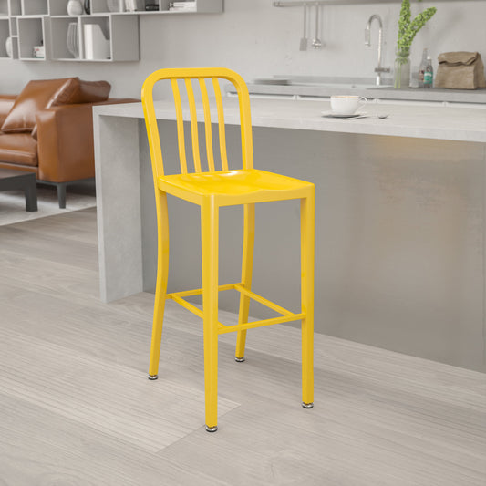 30" Yellow Metal Outdoor Stool CH-61200-30-YL-GG