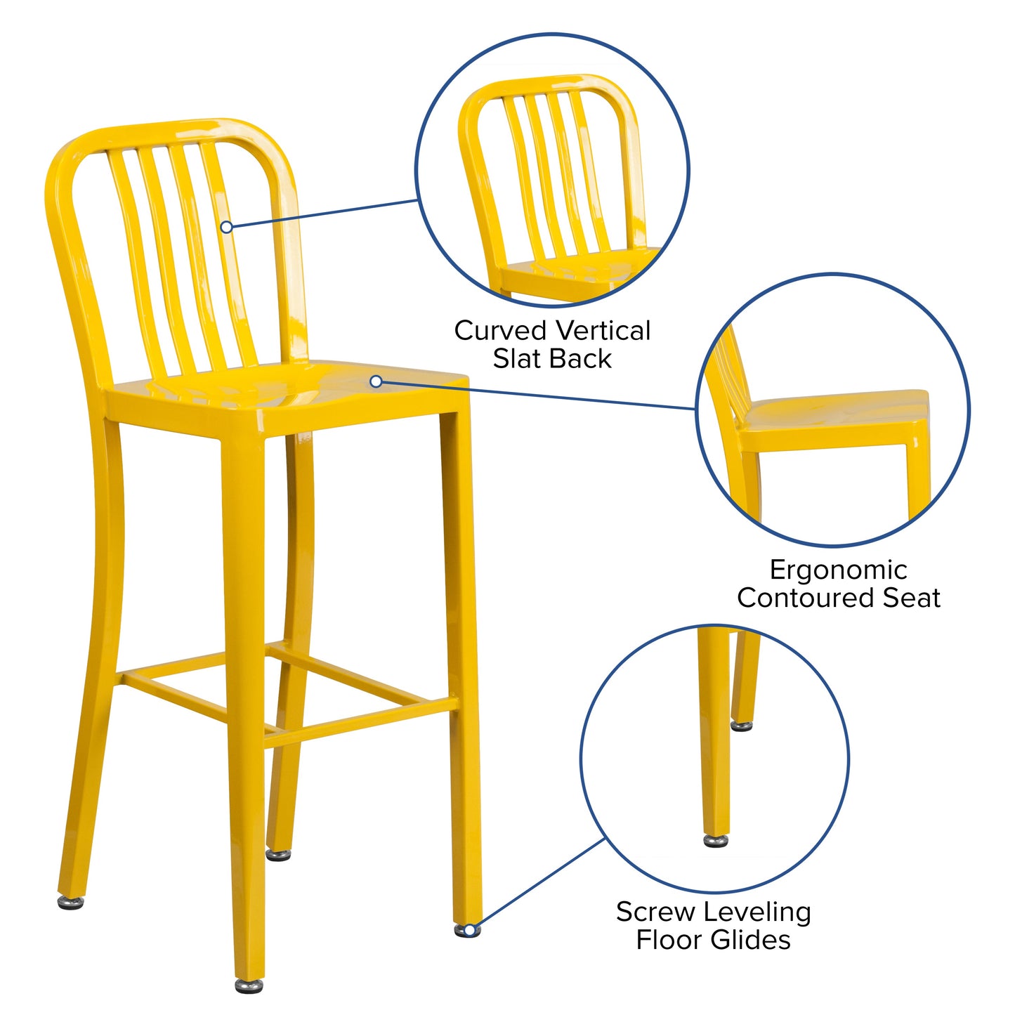 30" Yellow Metal Outdoor Stool CH-61200-30-YL-GG