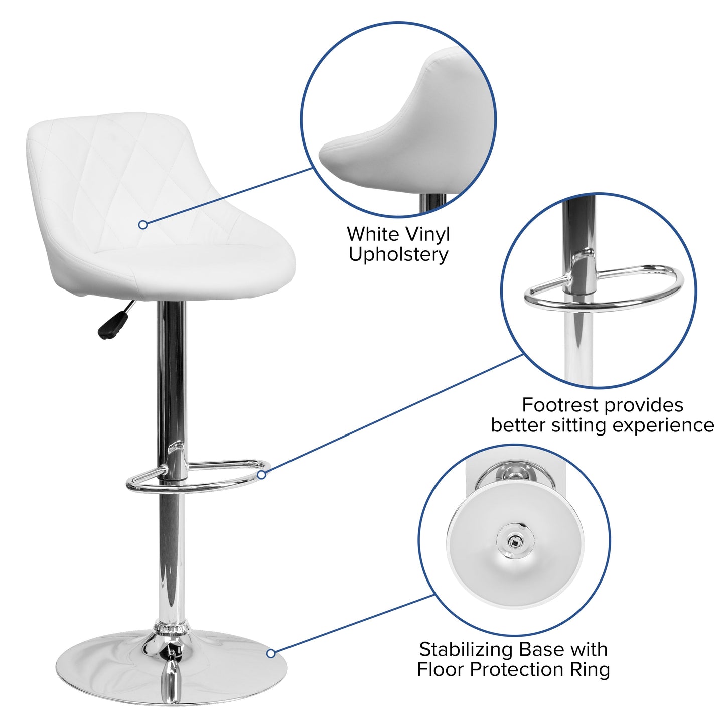 White Vinyl Barstool CH-82028A-WH-GG