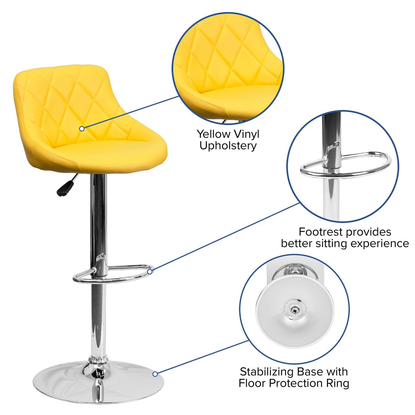 Yellow Vinyl Barstool CH-82028A-YEL-GG