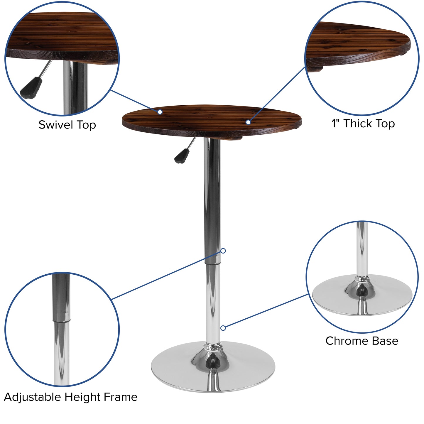 23.5RD Pine Adjustable Table CH-9-GG