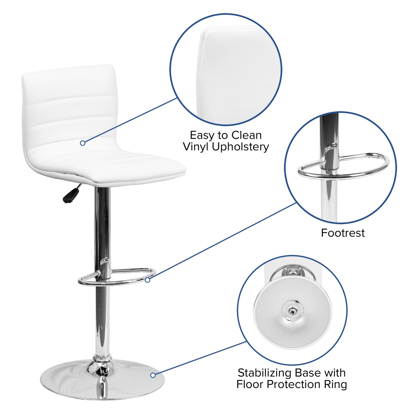 White Vinyl Barstool CH-92023-1-WH-GG