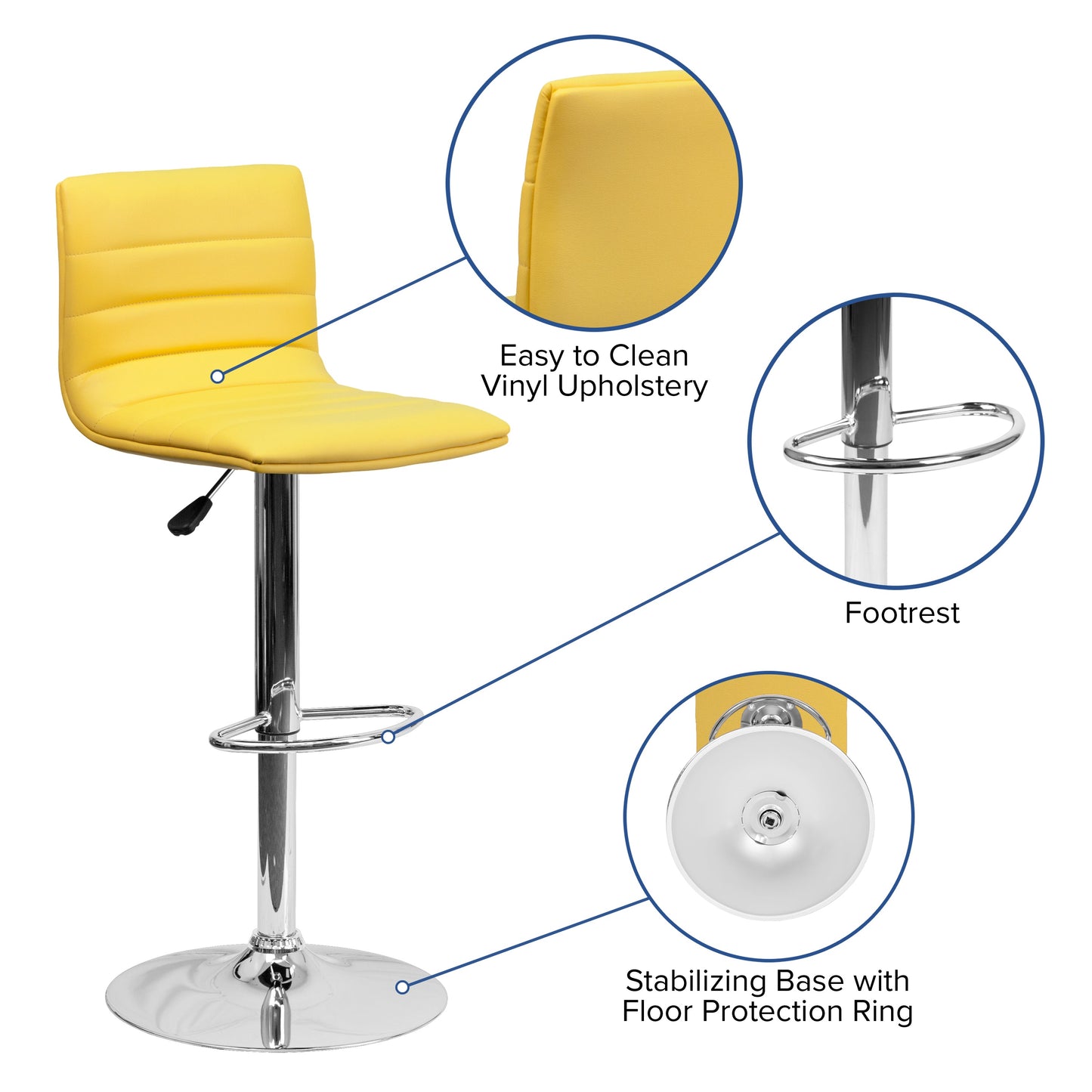 Yellow Vinyl Barstool CH-92023-1-YEL-GG