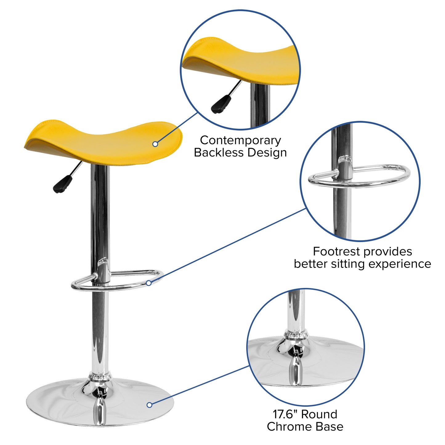 Yellow Vinyl Barstool CH-TC3-1002-YEL-GG