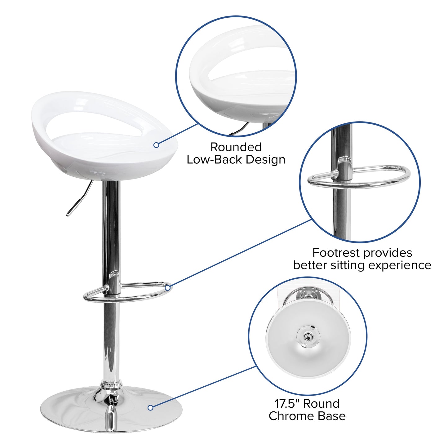 White Vinyl Barstool CH-TC3-1062-WH-GG