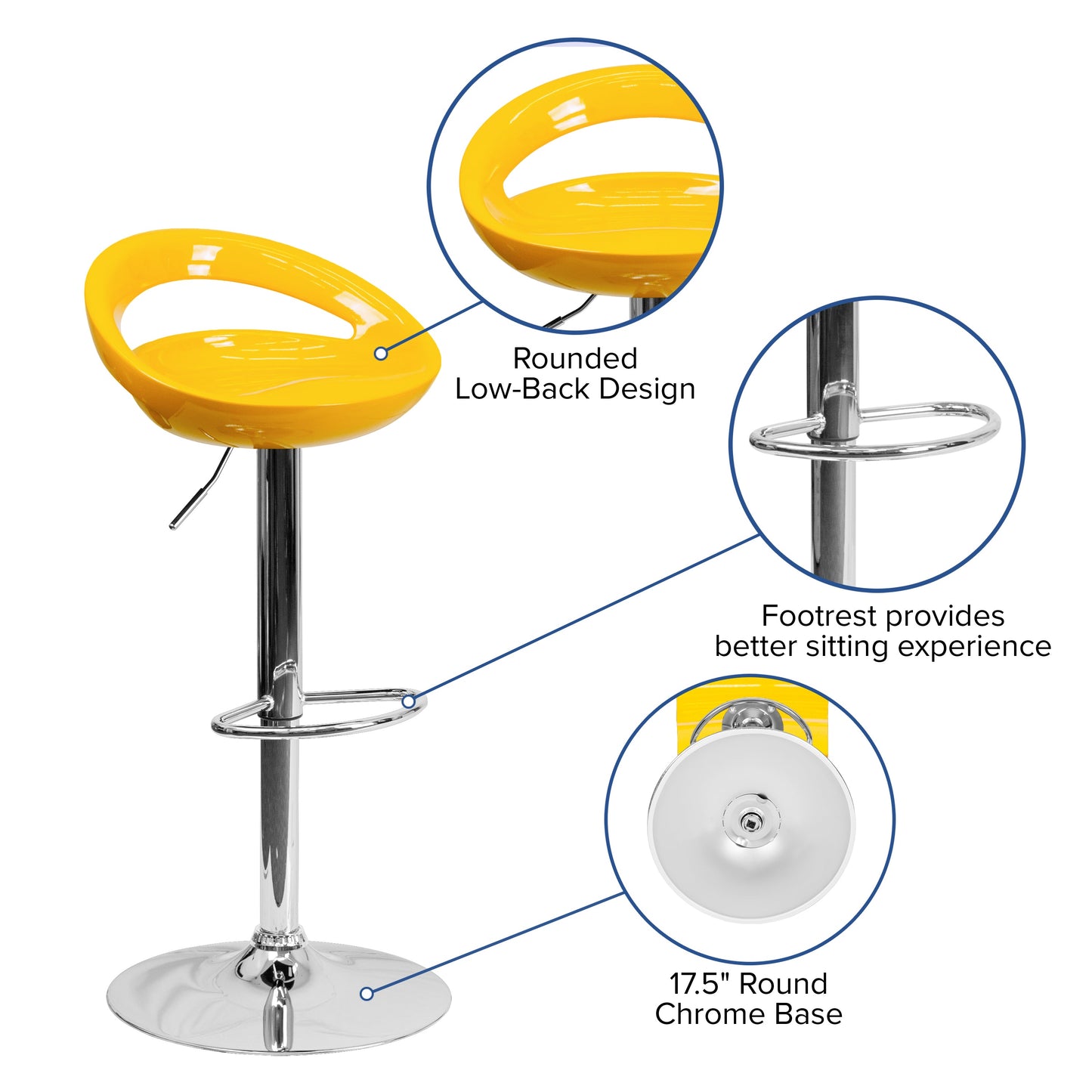 Yellow Vinyl Barstool CH-TC3-1062-YEL-GG