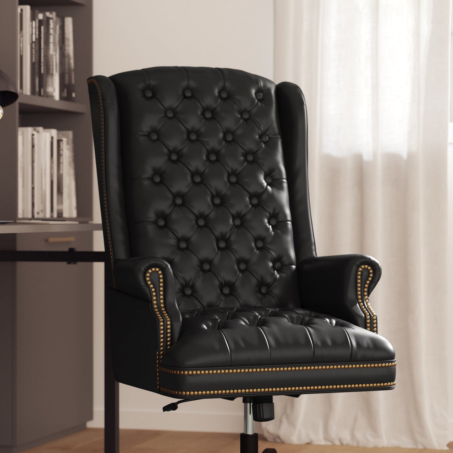 Black High Back Leather Chair CI-360-BK-GG