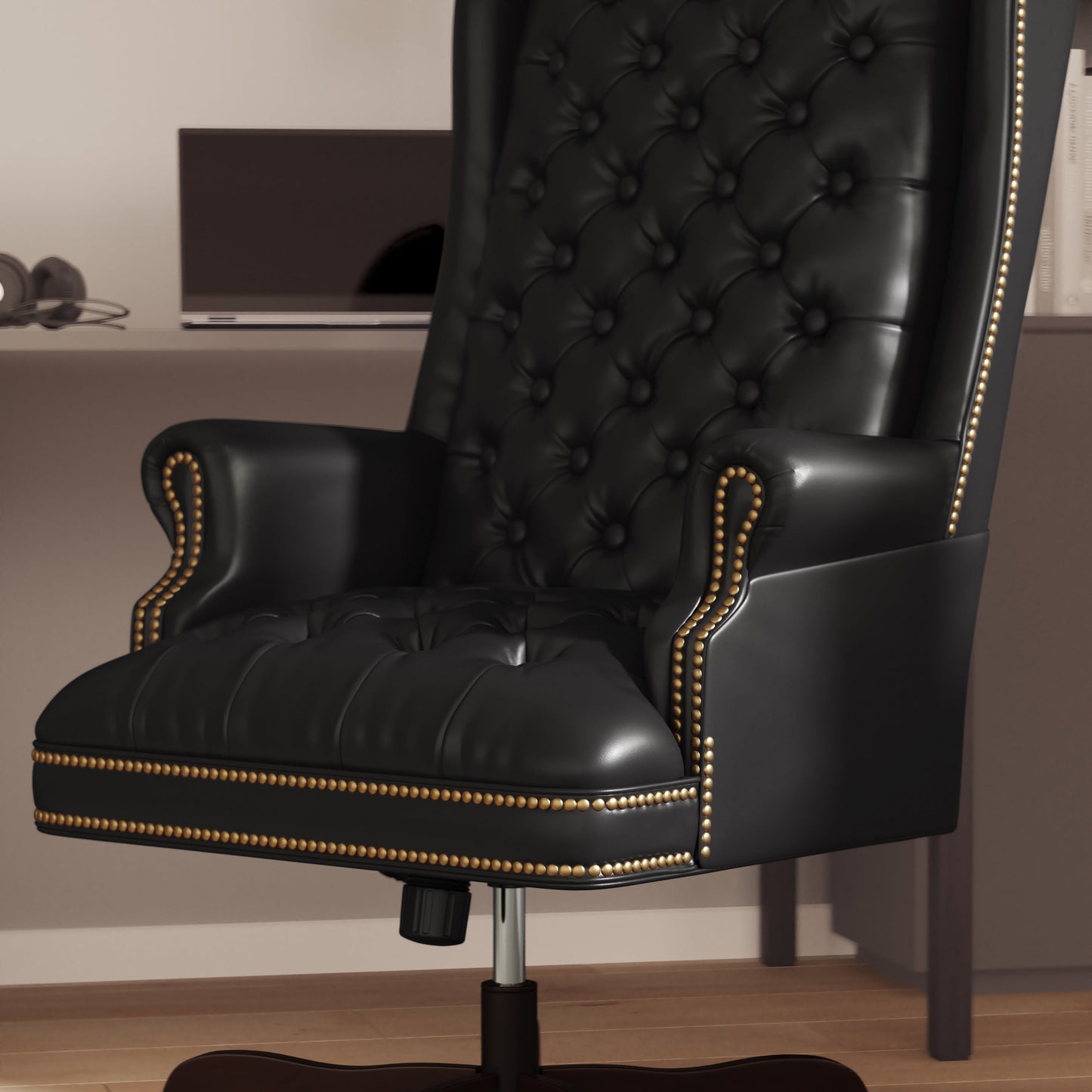 Black High Back Leather Chair CI-360-BK-GG