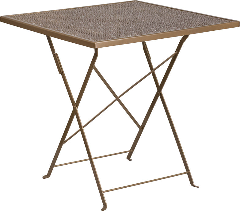 28SQ Gold Folding Patio Table CO-1-GD-GG