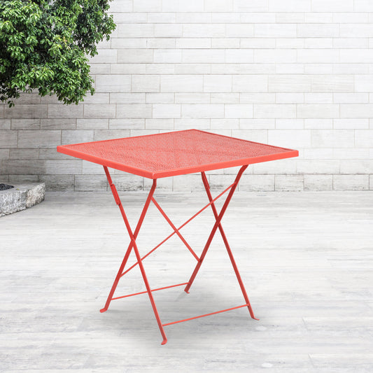 28SQ Coral Folding Patio Table CO-1-RED-GG