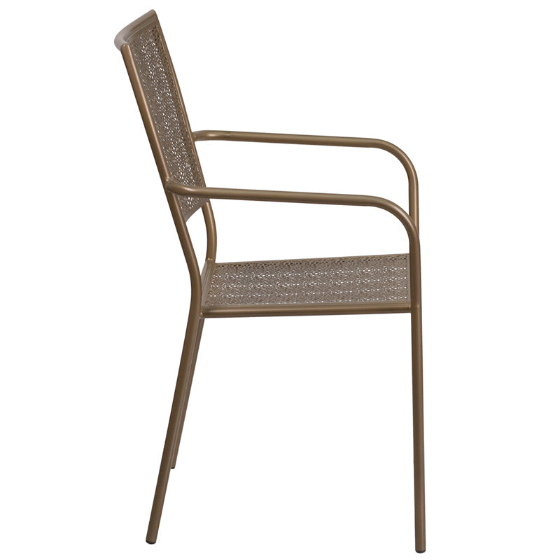 Gold Square Back Patio Chair CO-2-GD-GG