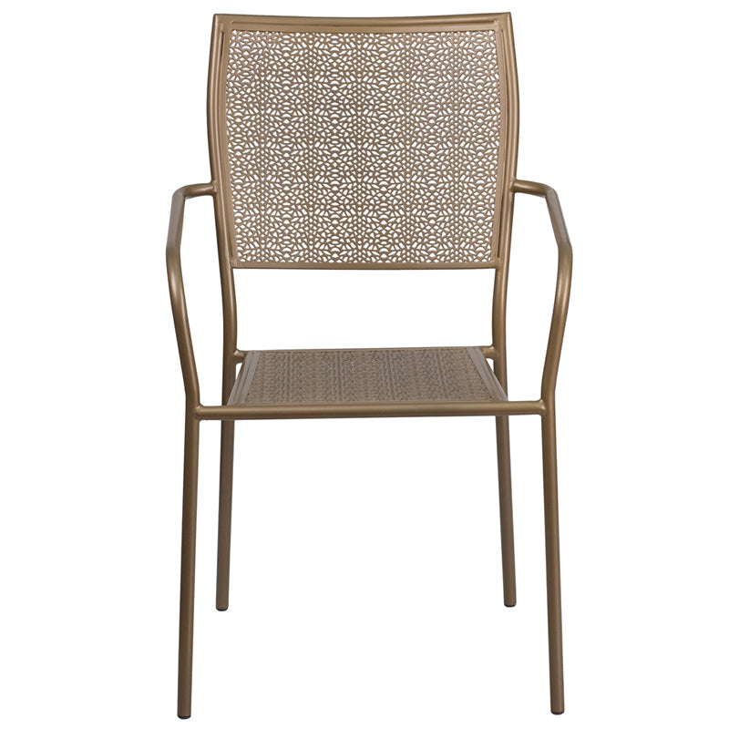 Gold Square Back Patio Chair CO-2-GD-GG