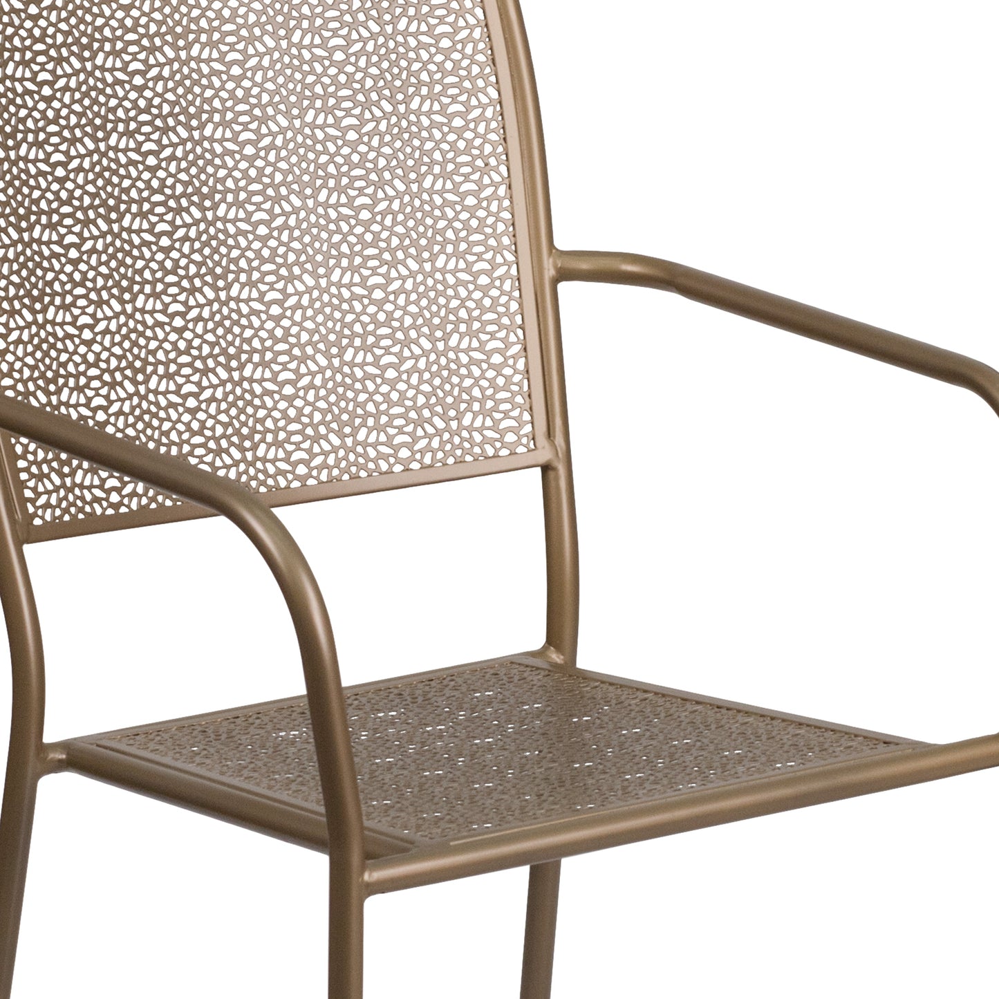 Gold Square Back Patio Chair CO-2-GD-GG