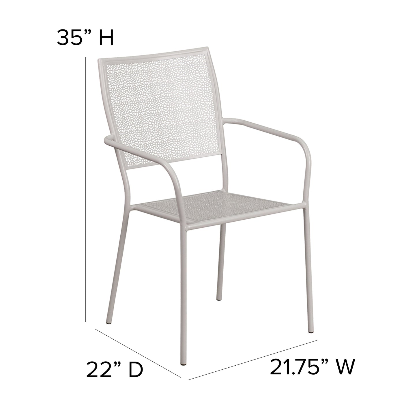 Gray Square Back Patio Chair CO-2-SIL-GG