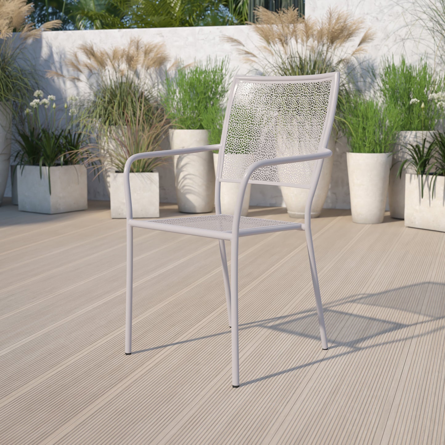 Gray Square Back Patio Chair CO-2-SIL-GG