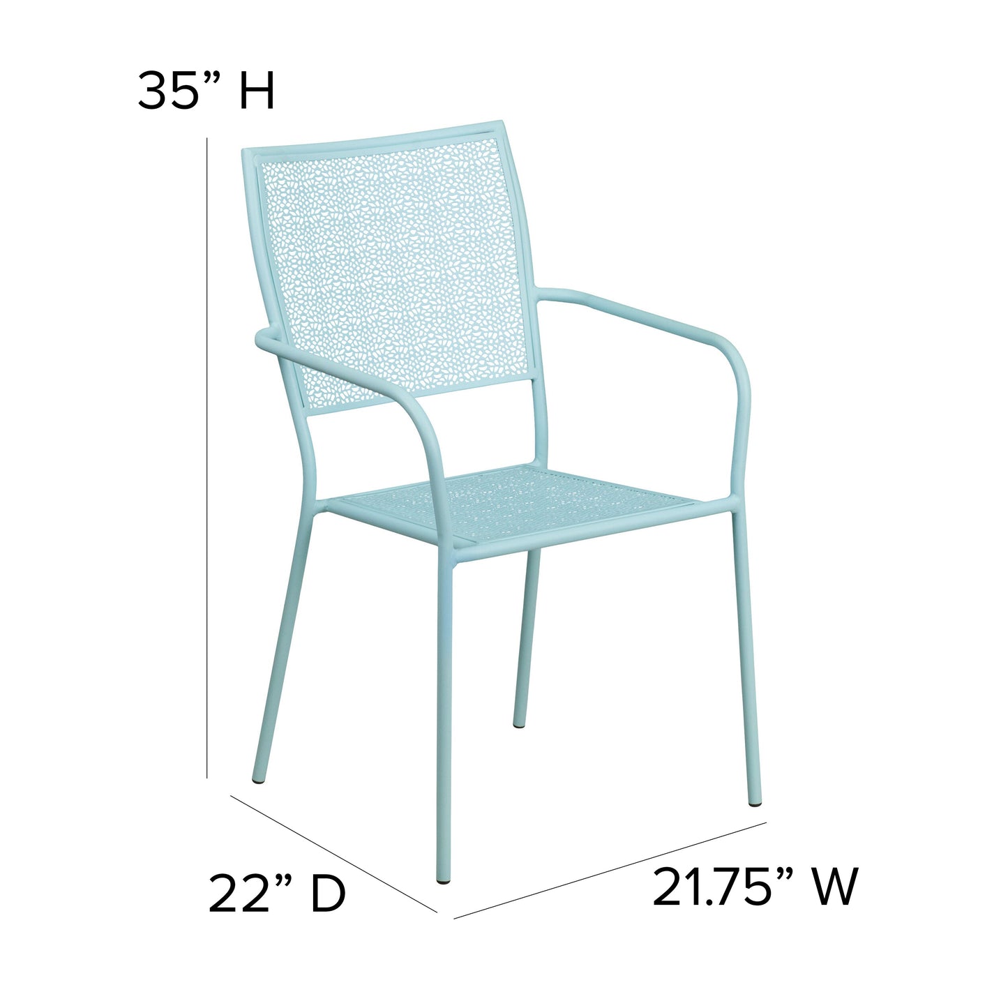 Blue Square Back Patio Chair CO-2-SKY-GG