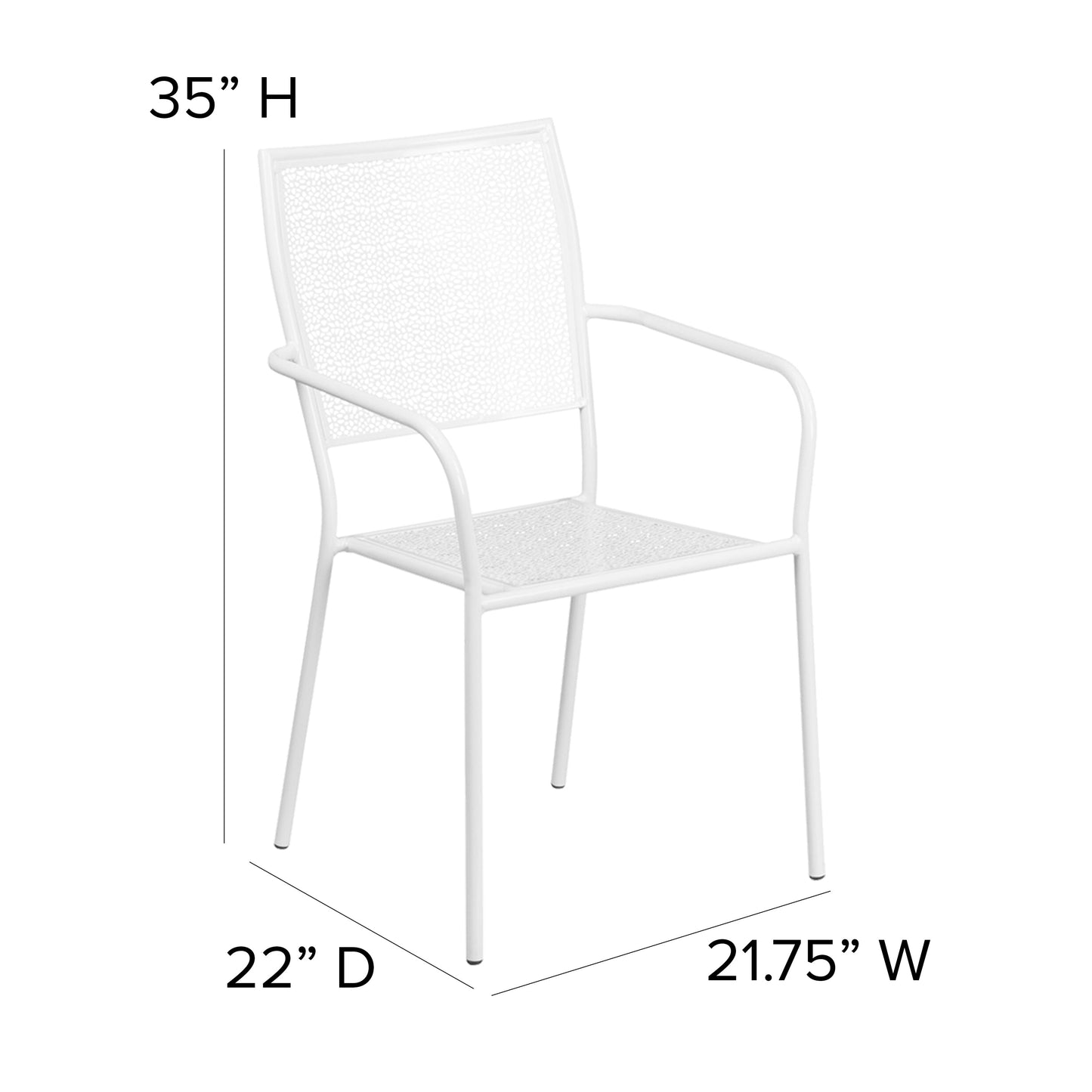 White Square Back Patio Chair CO-2-WH-GG