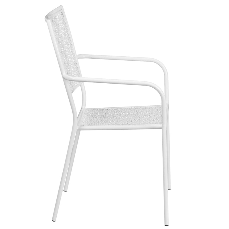 White Square Back Patio Chair CO-2-WH-GG