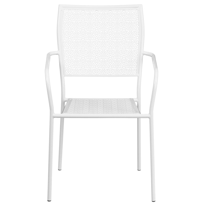 White Square Back Patio Chair CO-2-WH-GG