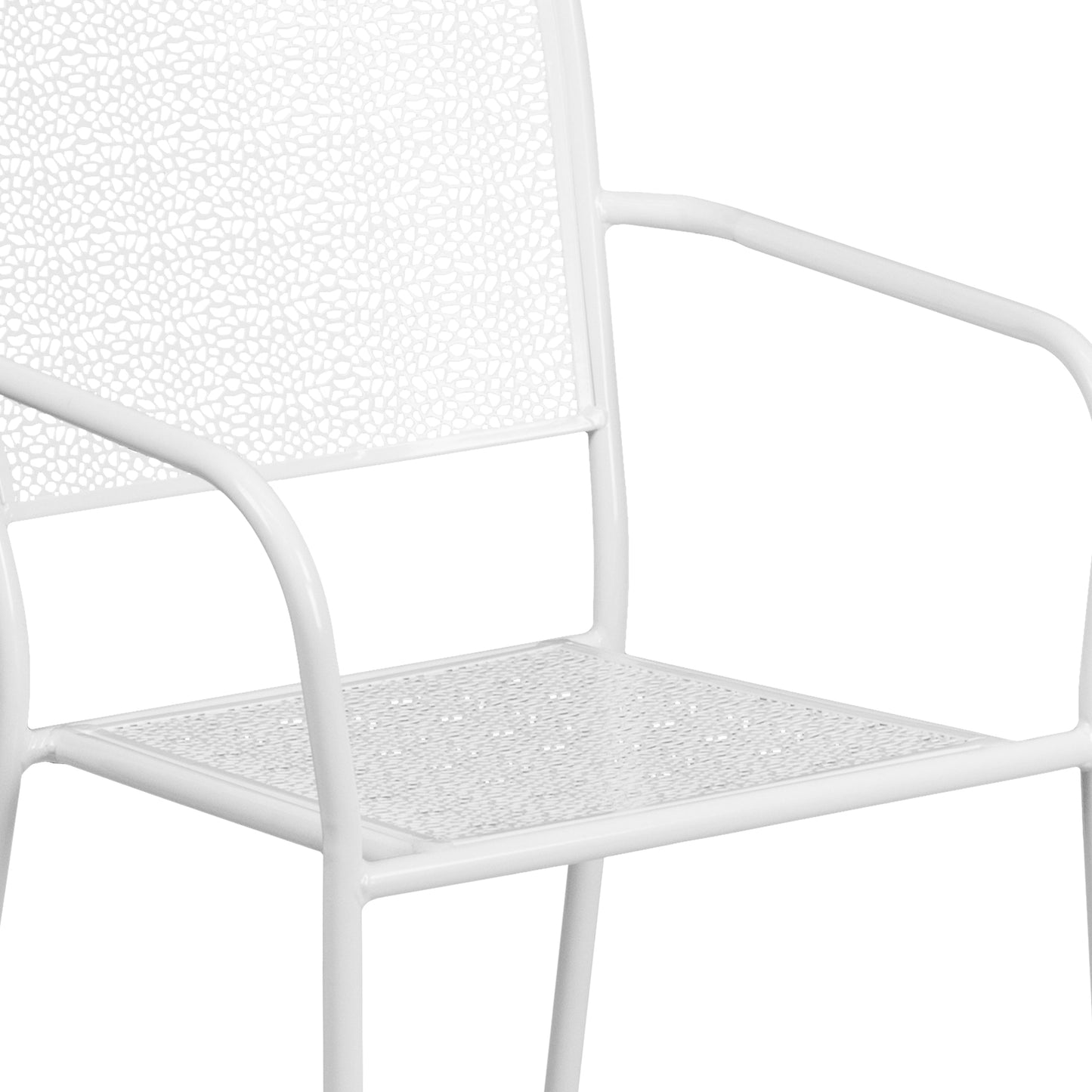 White Square Back Patio Chair CO-2-WH-GG