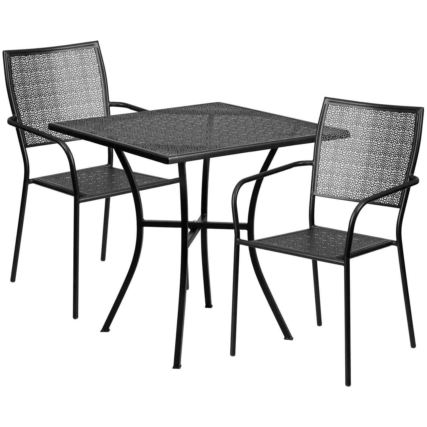 28SQ Black Patio Table Set CO-28SQ-02CHR2-BK-GG