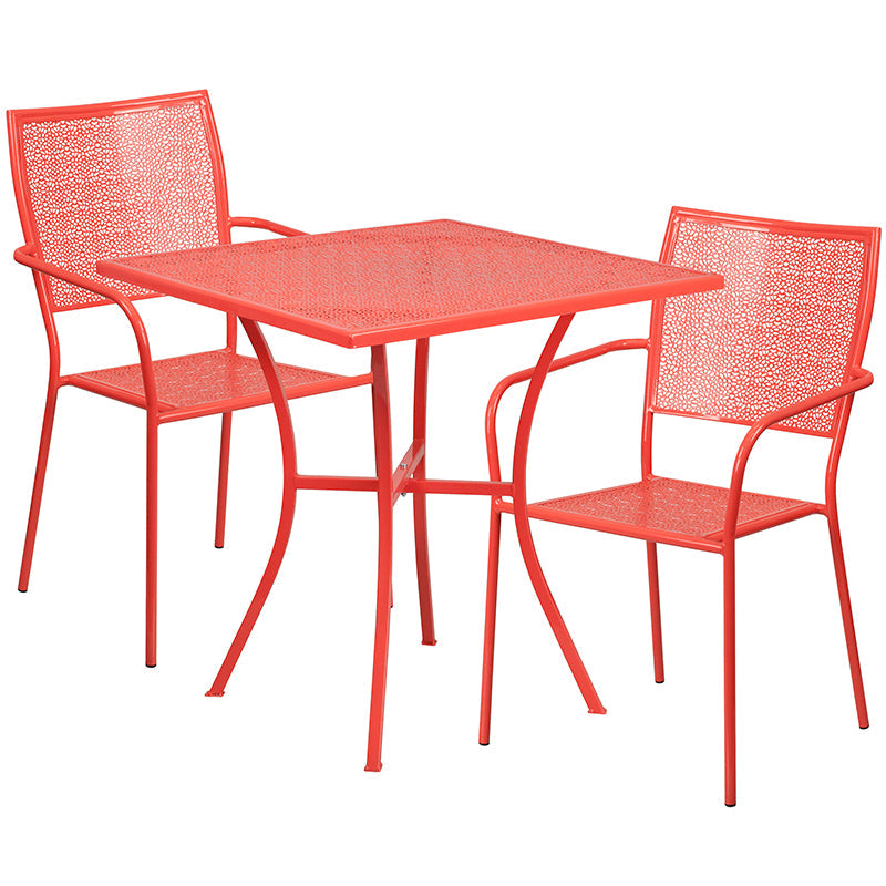 28SQ Coral Patio Table Set CO-28SQ-02CHR2-RED-GG