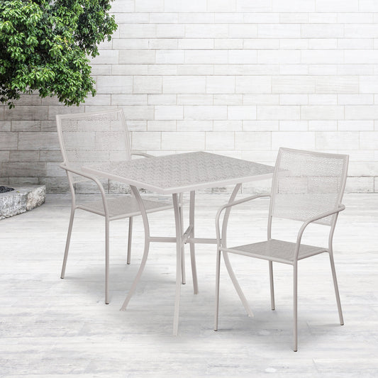 28SQ Gray Patio Table Set CO-28SQ-02CHR2-SIL-GG