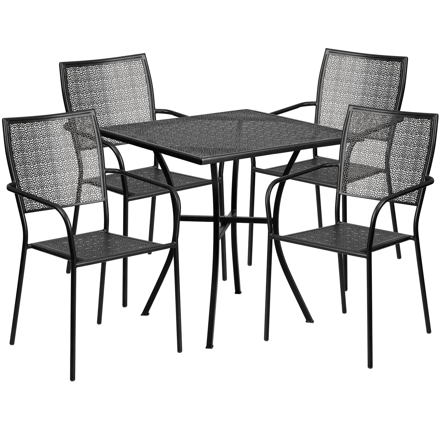 28SQ Black Patio Table Set CO-28SQ-02CHR4-BK-GG