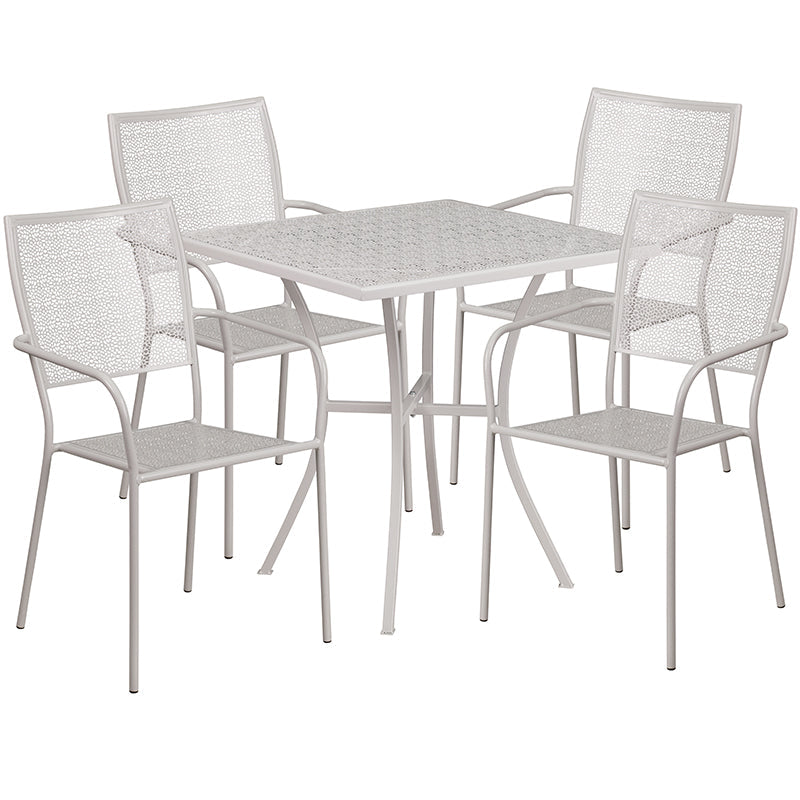 28SQ Gray Patio Table Set CO-28SQ-02CHR4-SIL-GG