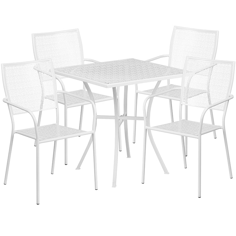 28SQ White Patio Table Set CO-28SQ-02CHR4-WH-GG