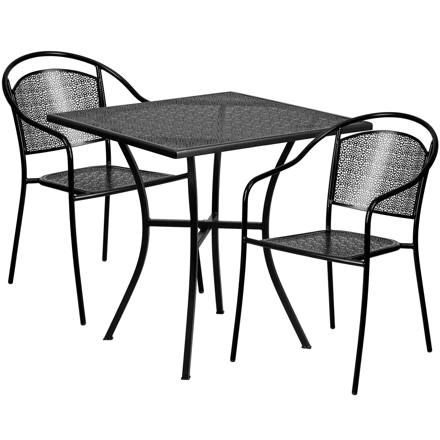 28SQ Black Patio Table Set CO-28SQ-03CHR2-BK-GG