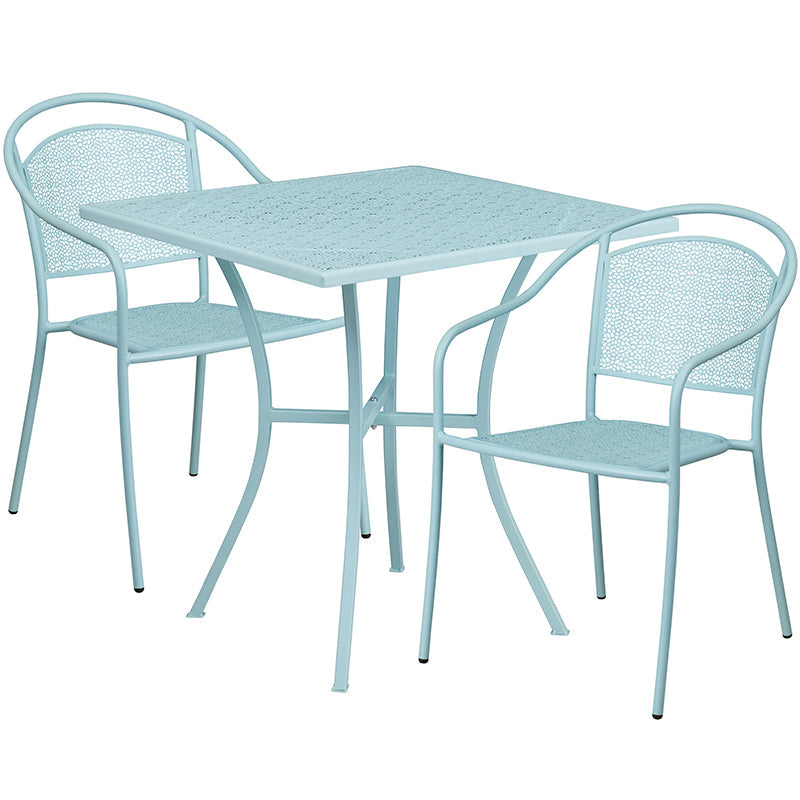 28SQ Sky Blue Patio Table Set CO-28SQ-03CHR2-SKY-GG