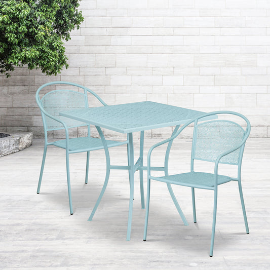 28SQ Sky Blue Patio Table Set CO-28SQ-03CHR2-SKY-GG