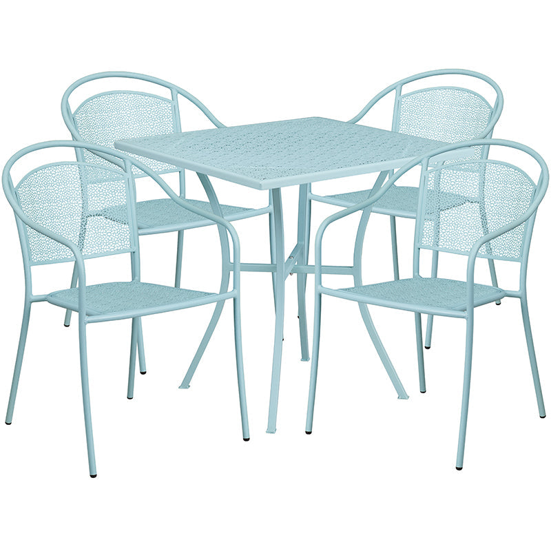 28SQ Sky Blue Patio Table Set CO-28SQ-03CHR4-SKY-GG