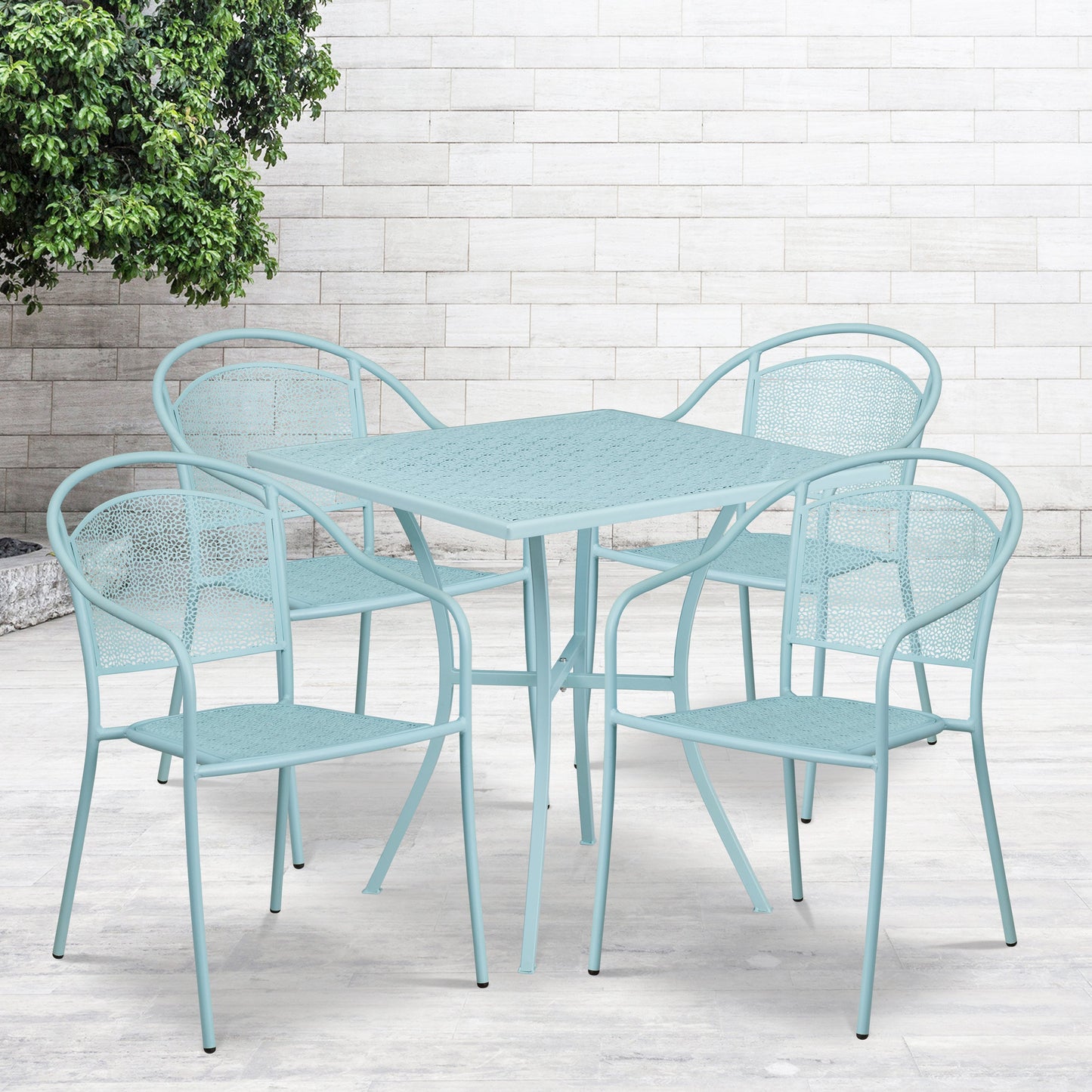 28SQ Sky Blue Patio Table Set CO-28SQ-03CHR4-SKY-GG