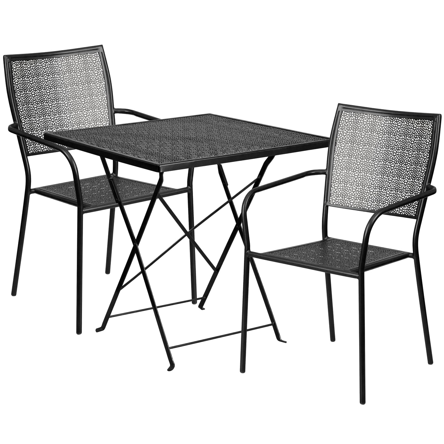 28SQ Black Fold Patio Set CO-28SQF-02CHR2-BK-GG