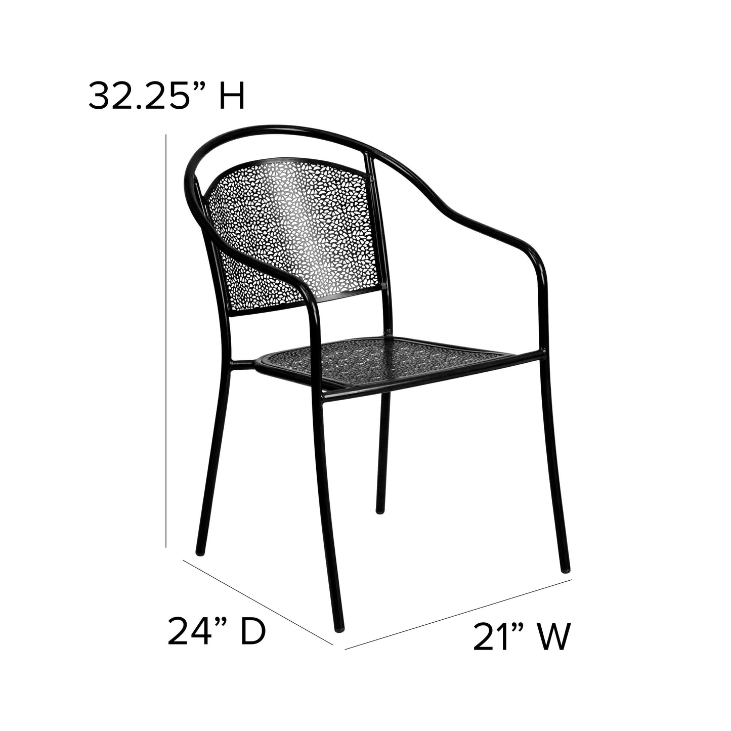 Black Round Back Patio Chair CO-3-BK-GG