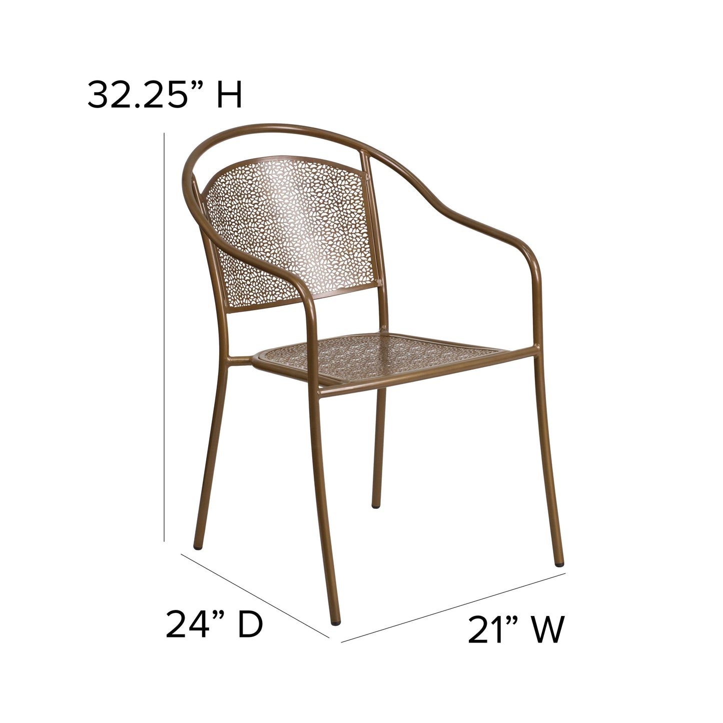 Gold Round Back Patio Chair CO-3-GD-GG