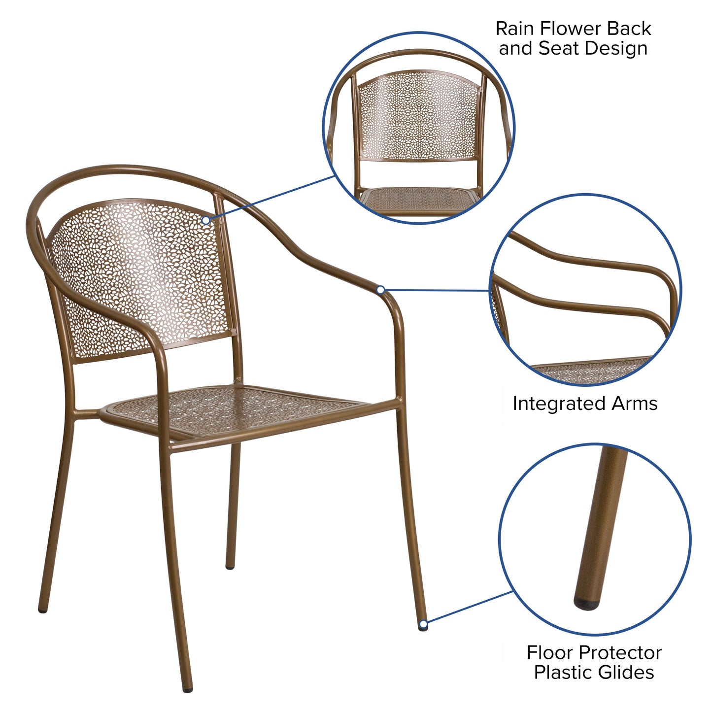 Gold Round Back Patio Chair CO-3-GD-GG