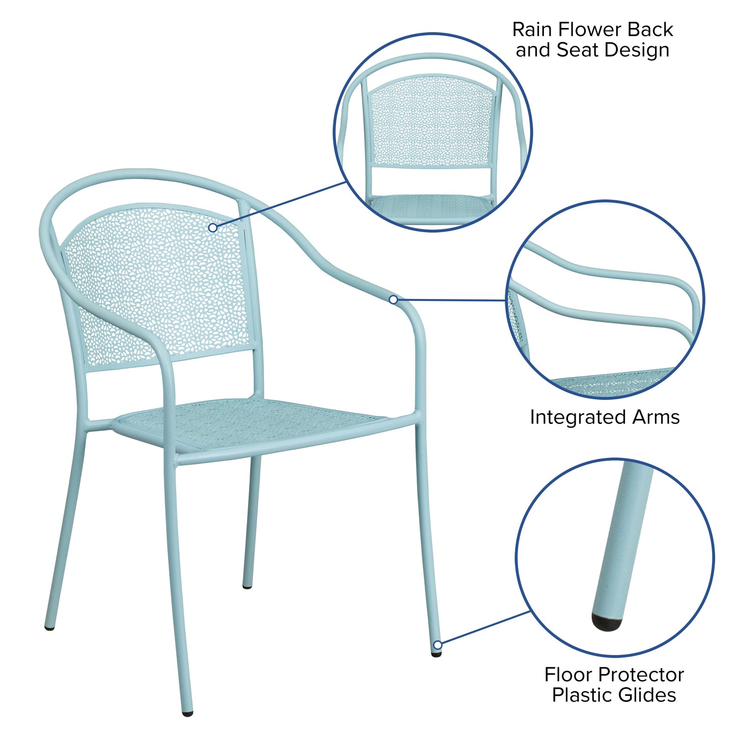 Blue Round Back Patio Chair CO-3-SKY-GG