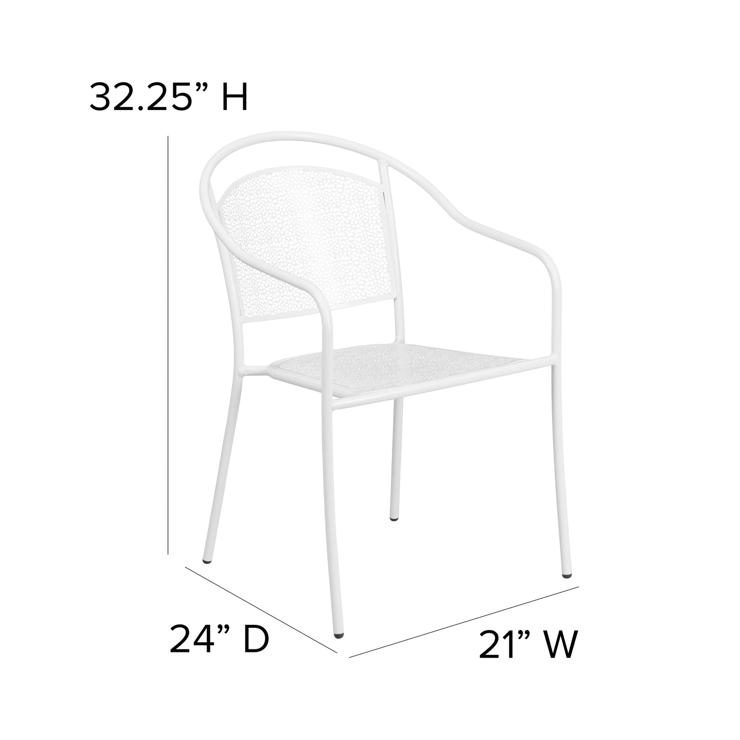 White Round Back Patio Chair CO-3-WH-GG