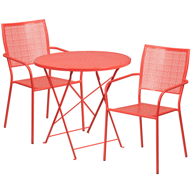 30RD Coral Fold Patio Set CO-30RDF-02CHR2-RED-GG